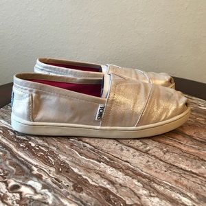 TOMS Gold-Shimmer Slip-On Shoes